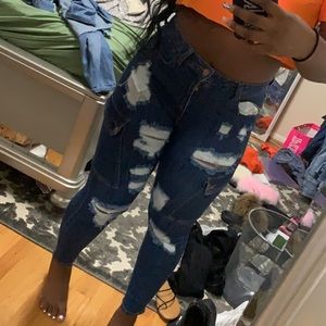 Fashion nova ripped moto jeans